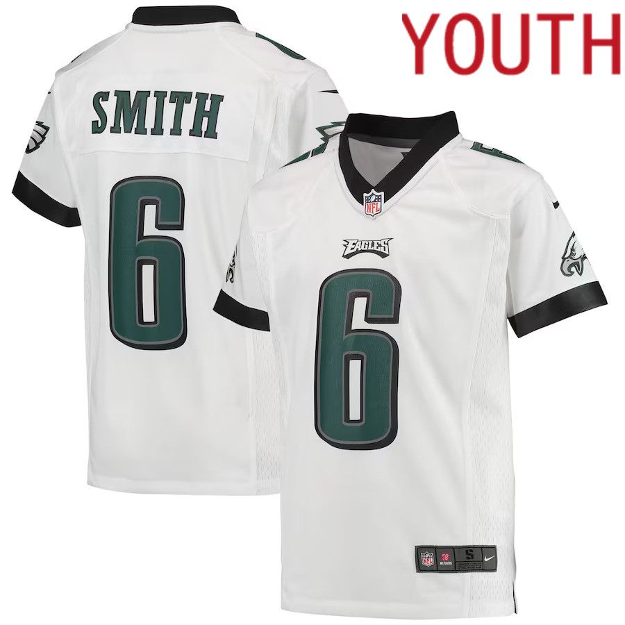 Youth Philadelphia Eagles #6 DeVonta Smith Nike White Game NFL Jersey